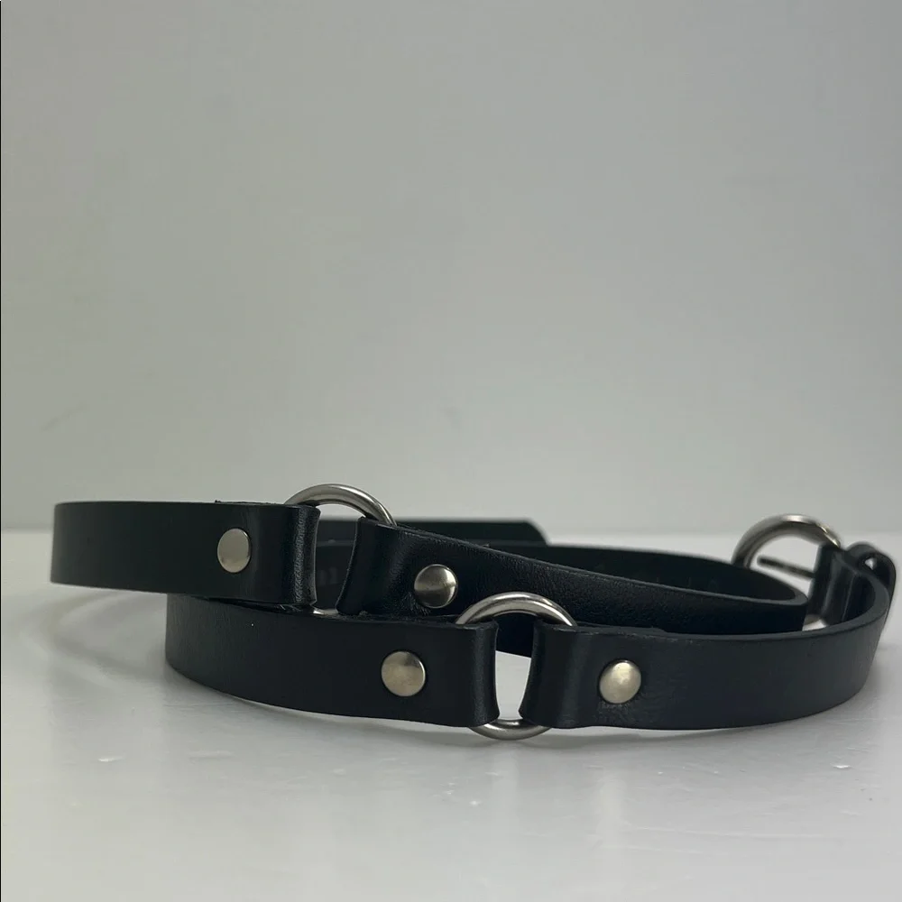 Landes Black Leather Belt Italian Leather Made In Canada Harness Style Festival